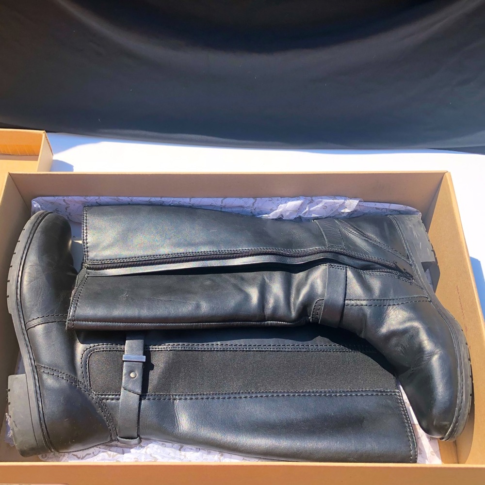 Clarks Black Leather Riding Boots